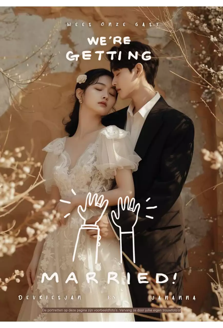 Beige Elegante Trouwuitnodiging