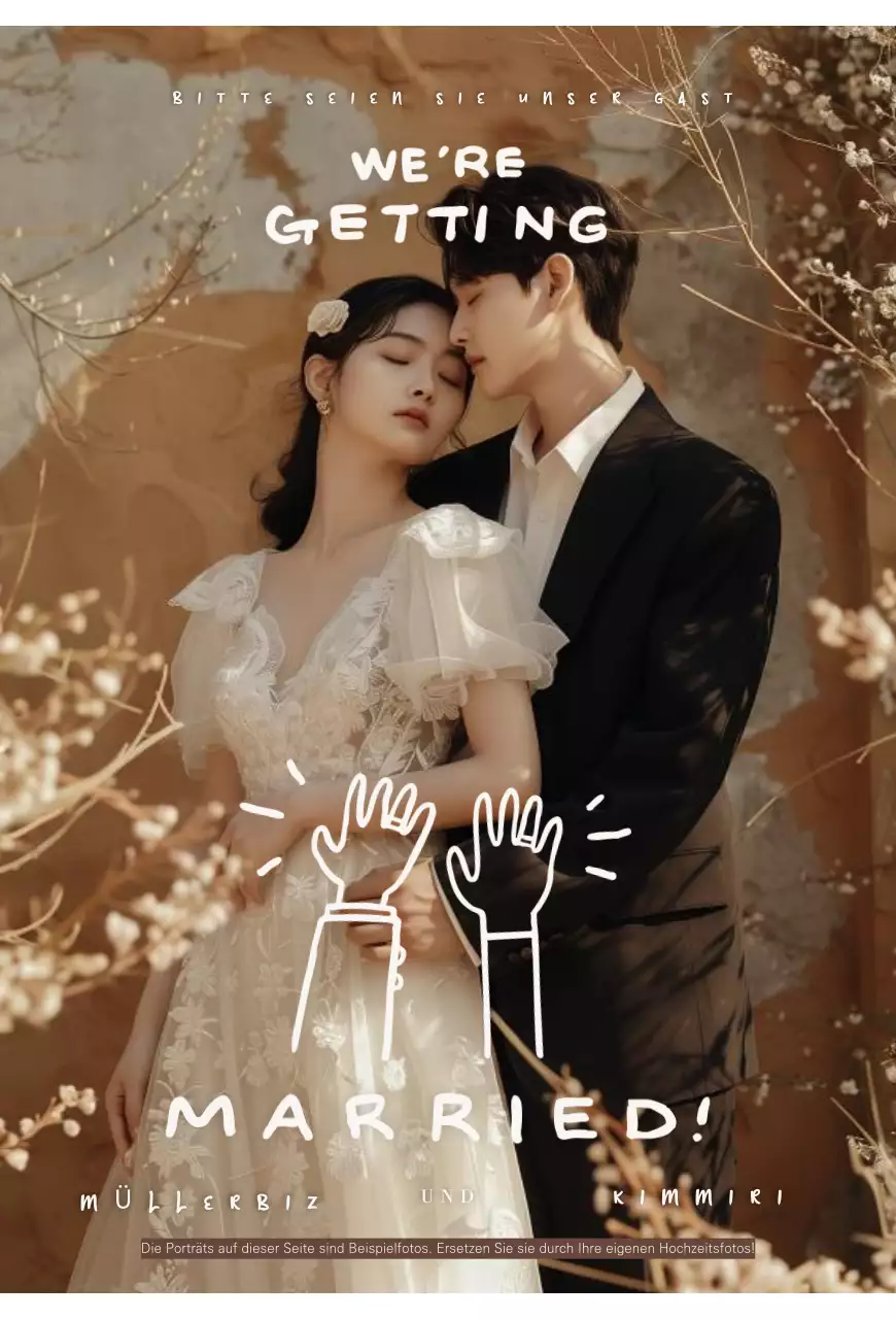 Beige elegante Hochzeitseinladung