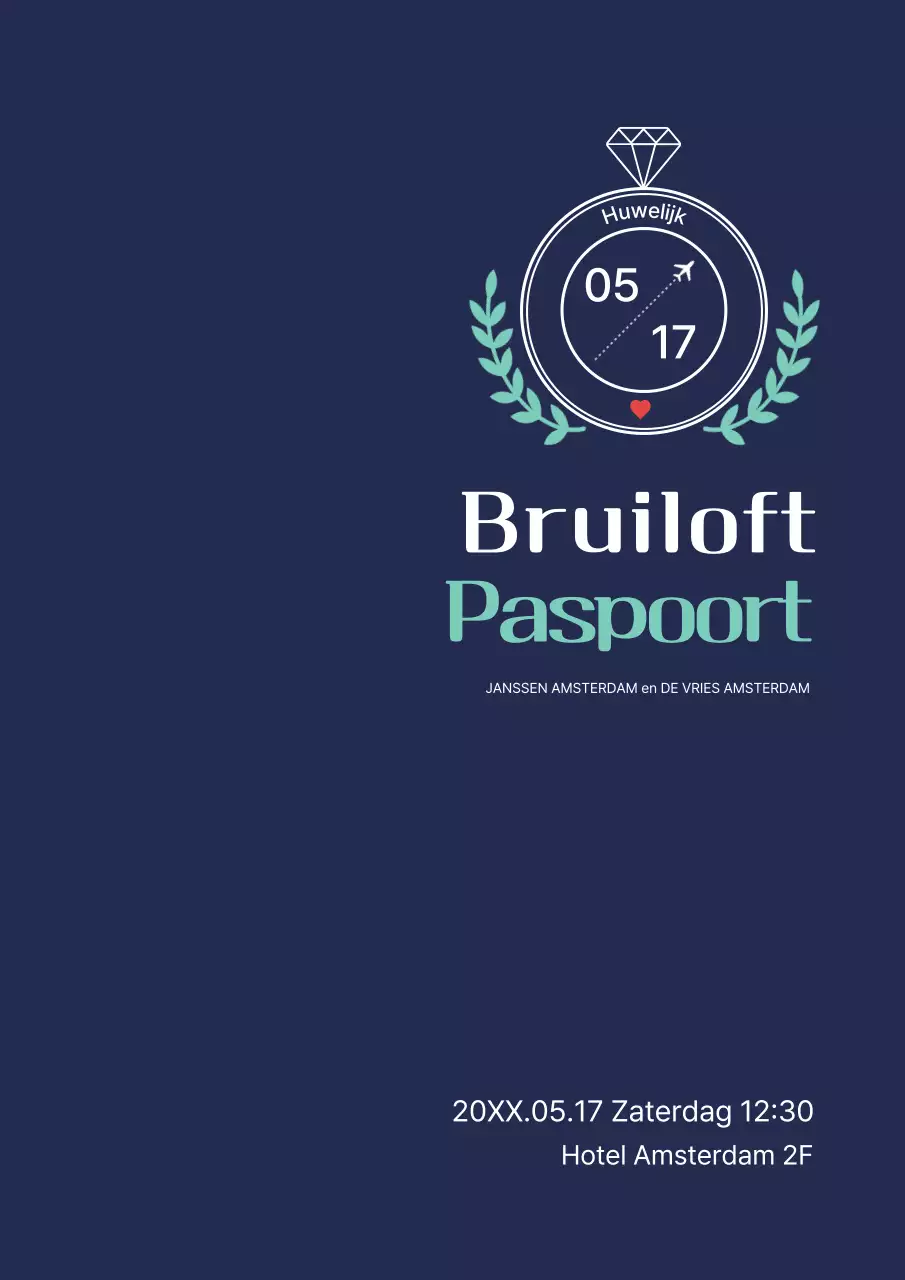 Marineblauwe moderne huwelijksuitnodiging