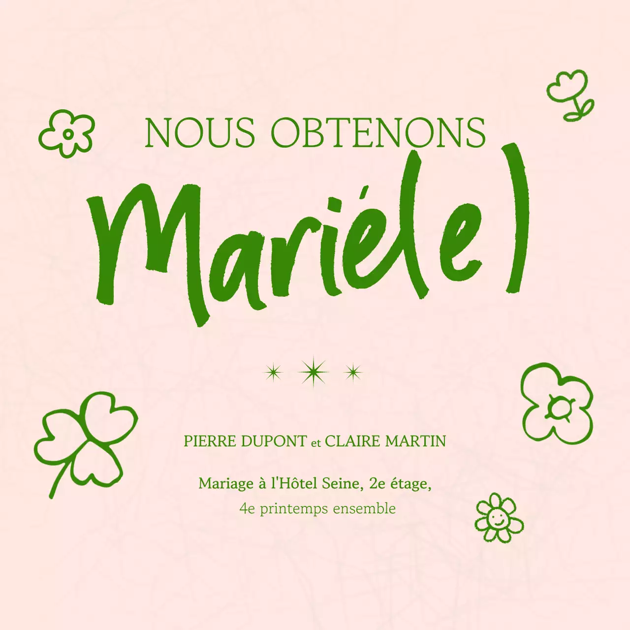 Invitation de mariage simple beige