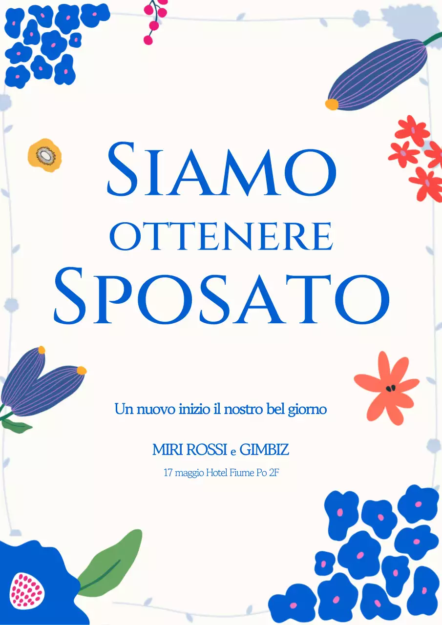Invito di nozze semplice blu