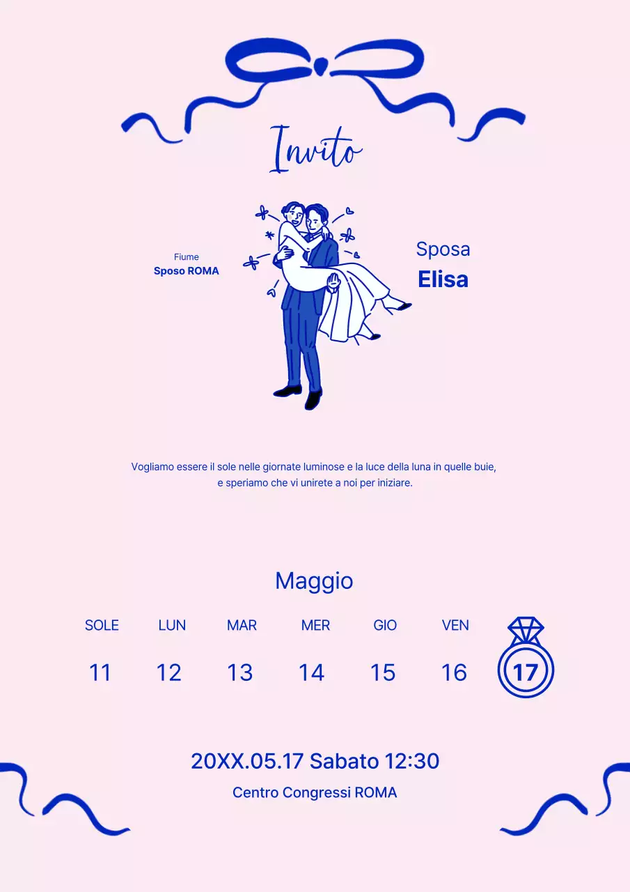 Invito di nozze rosa per bambini