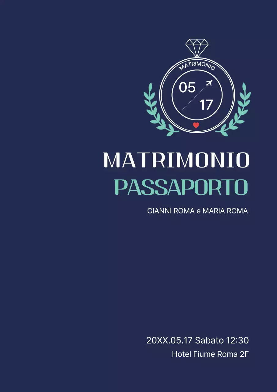 Invito a nozze moderno blu navy