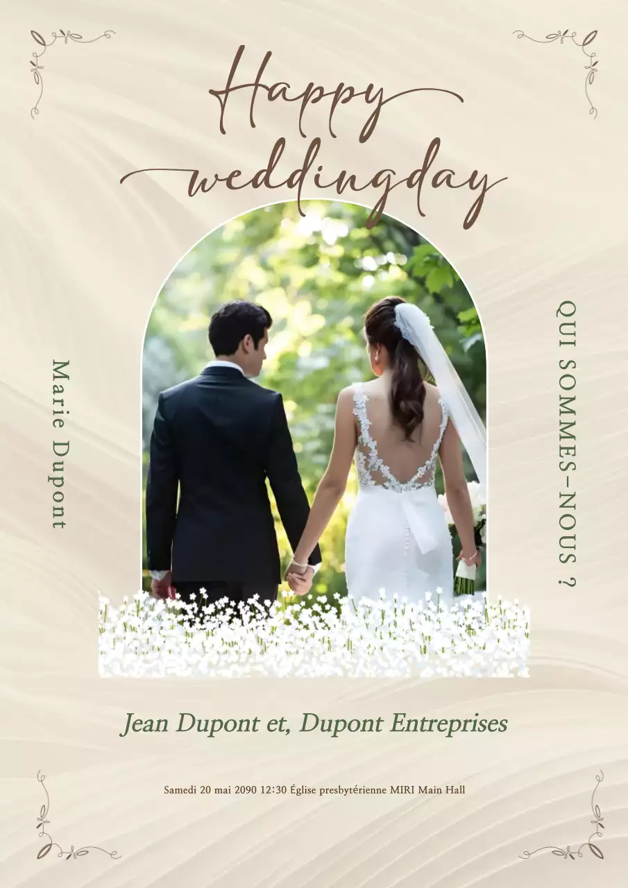 Invitation de mariage élégante beige