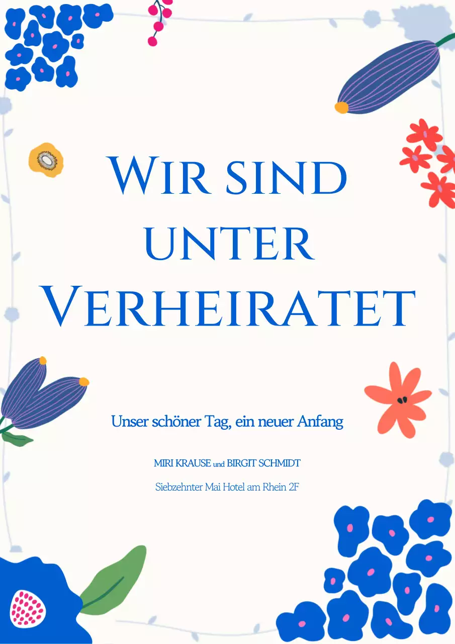 Blaue einfache Hochzeitseinladung