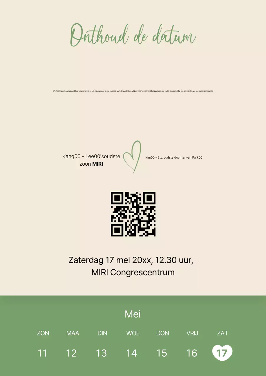 Khaki moderne huwelijksuitnodiging