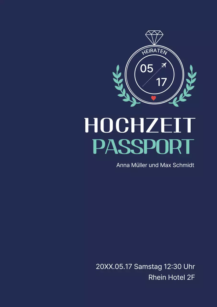 Marineblaue moderne Hochzeitseinladung