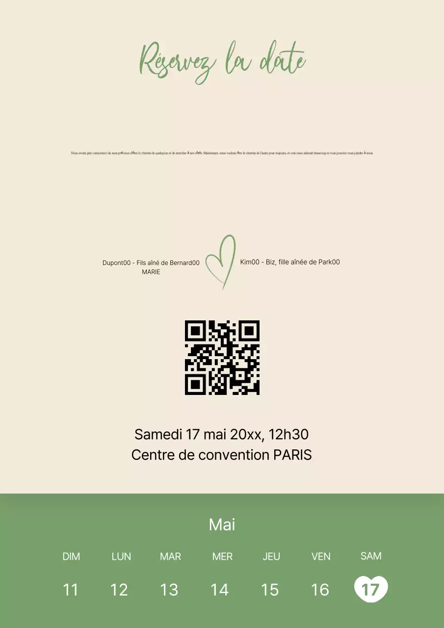 Invitation de mariage moderne kaki