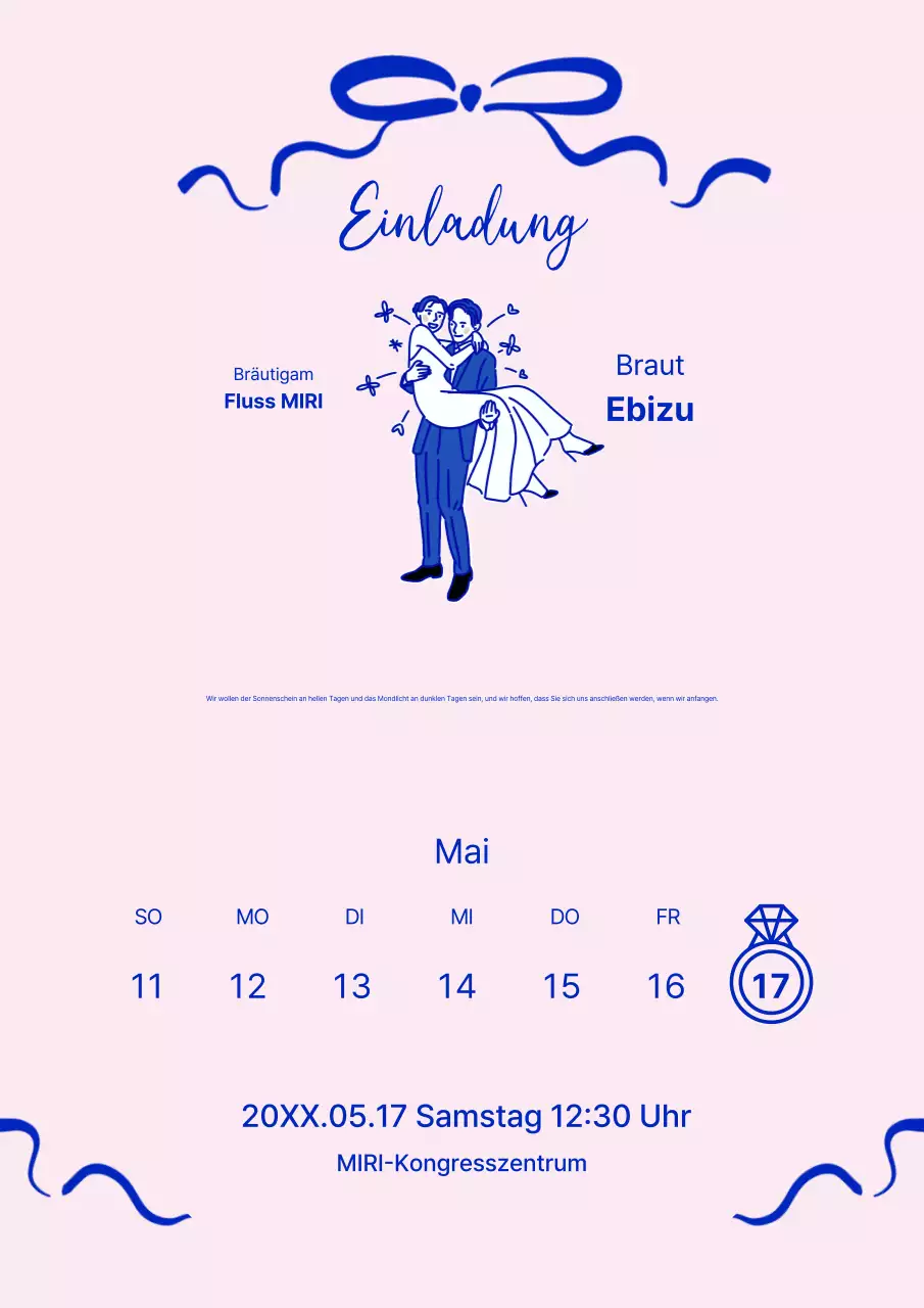 Rosa Baby-Hochzeitseinladung