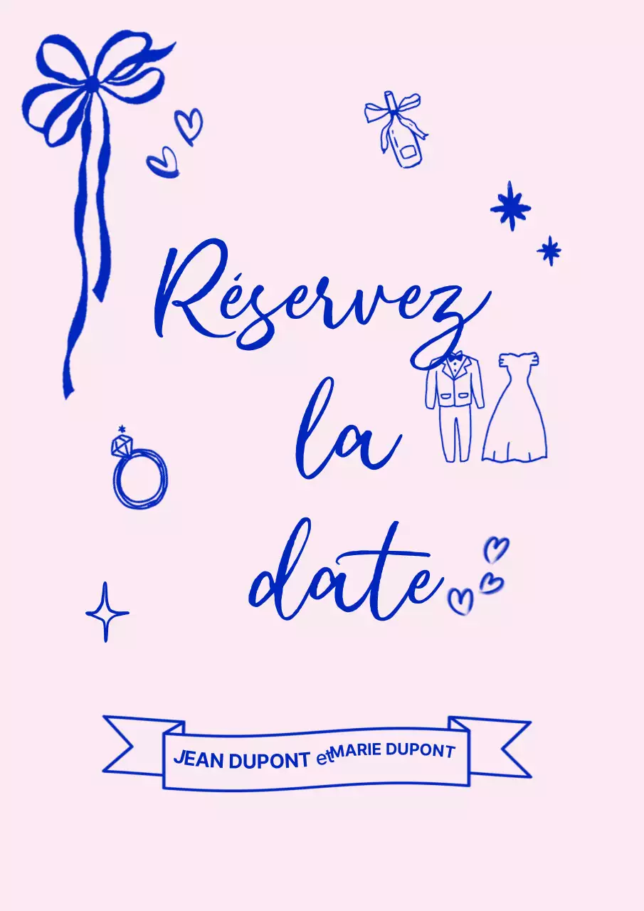 Invitation de mariage rose pour bébé