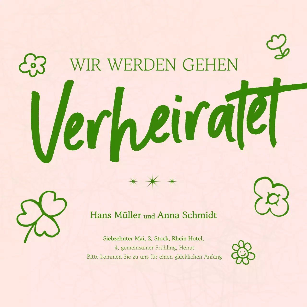 Beige, einfache Hochzeitseinladung