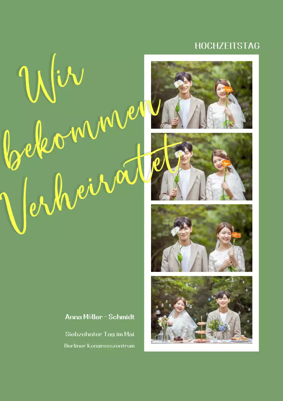 Khaki Moderne Hochzeitseinladung