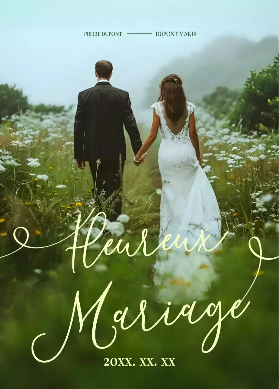 Invitation de mariage élégante et verte