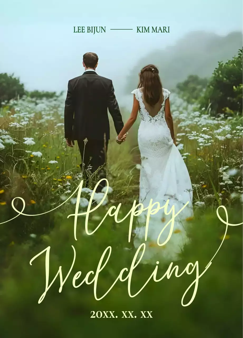 Convite de casamento elegante verde