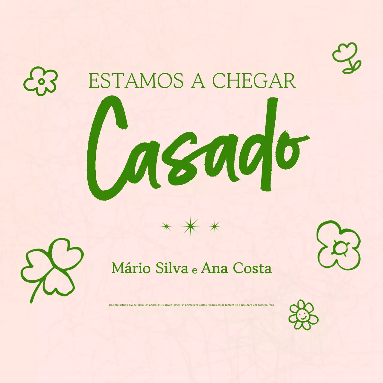 Convite de casamento simples bege