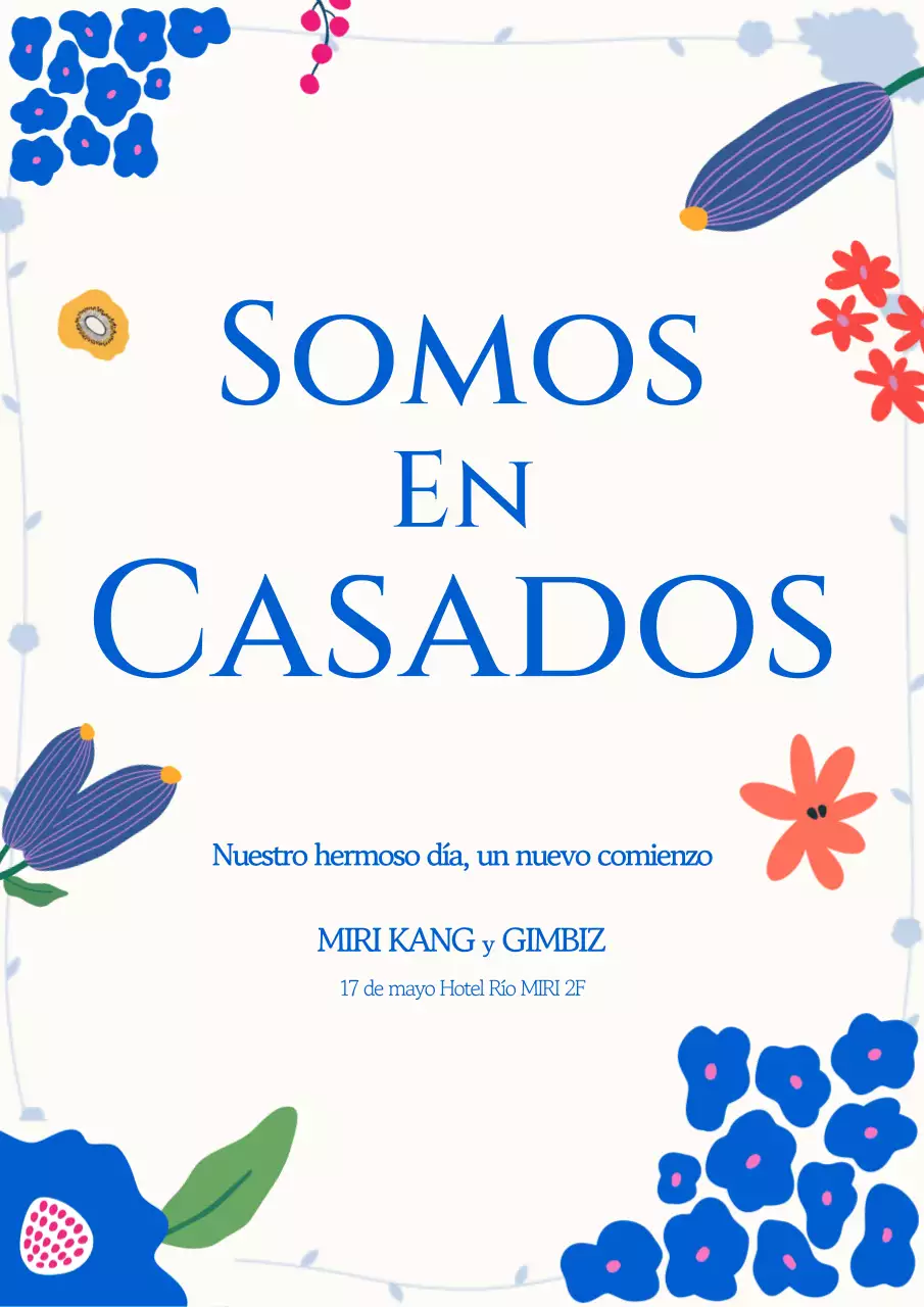 Invitación de boda sencilla en color azul