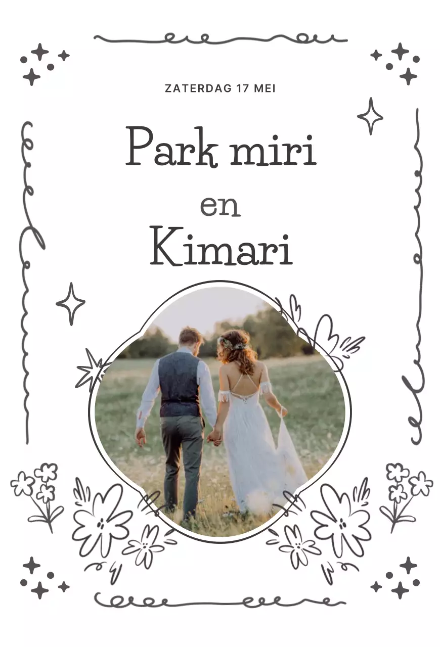 Zwarte eenvoudige huwelijksuitnodiging