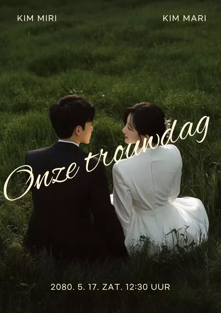 Groene elegante huwelijksuitnodiging