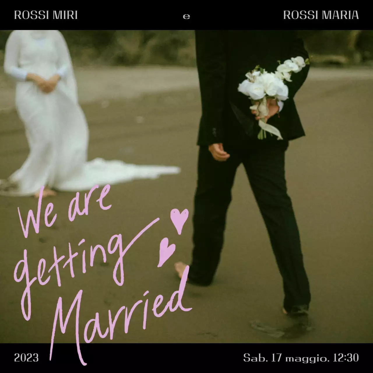 invito di nozze vintage nero