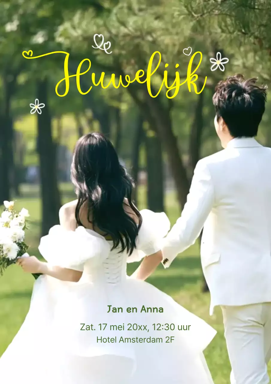 Groene elegante huwelijksuitnodiging