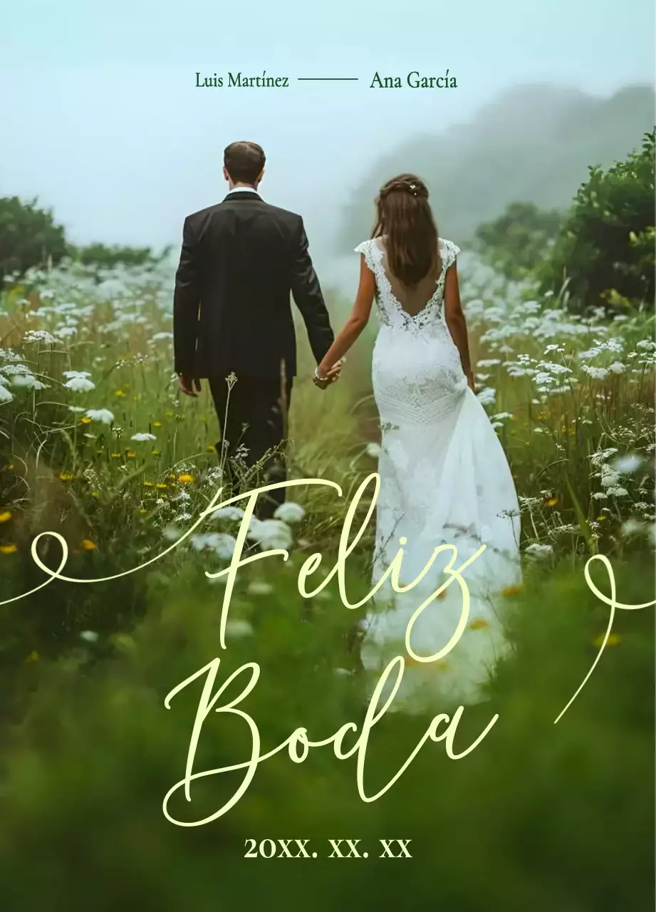 Invitación de boda elegante de color verde