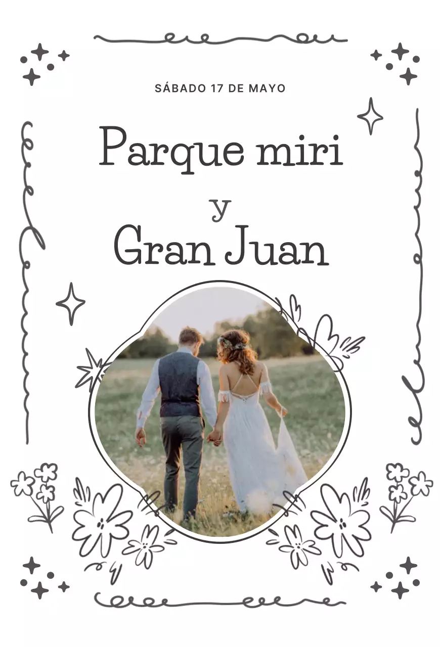 Invitación de boda sencilla en color negro