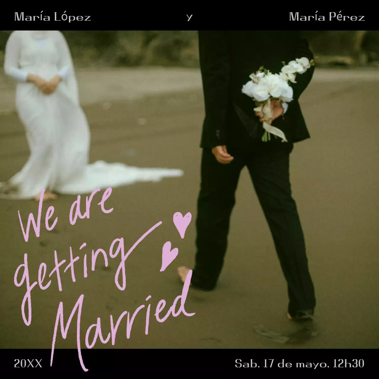 invitación de boda vintage negra