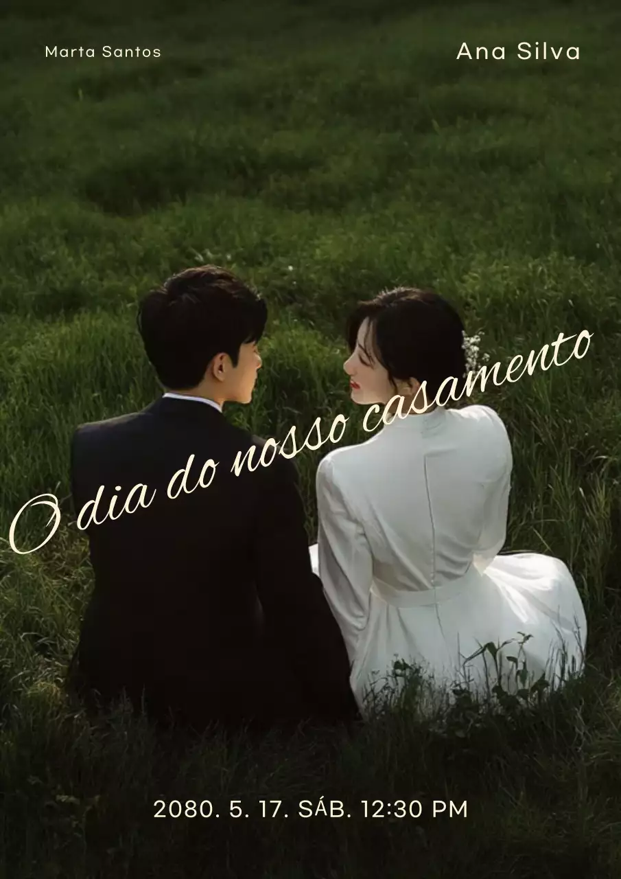 Convite de casamento elegante verde