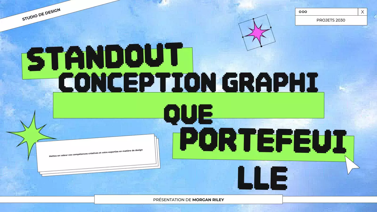 Présentation du portfolio de conception graphique bleu et vert
