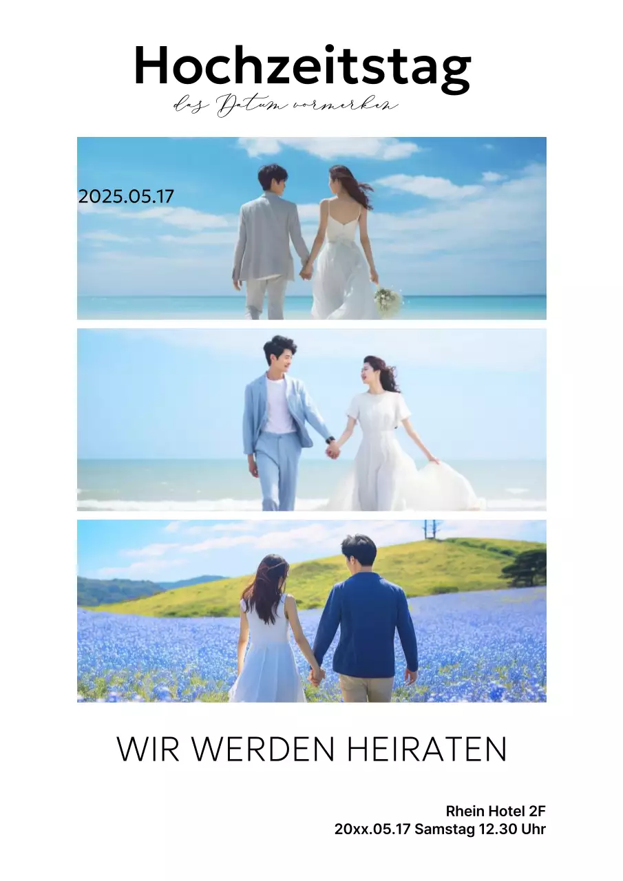 Himmelblaue einfache Hochzeitseinladung