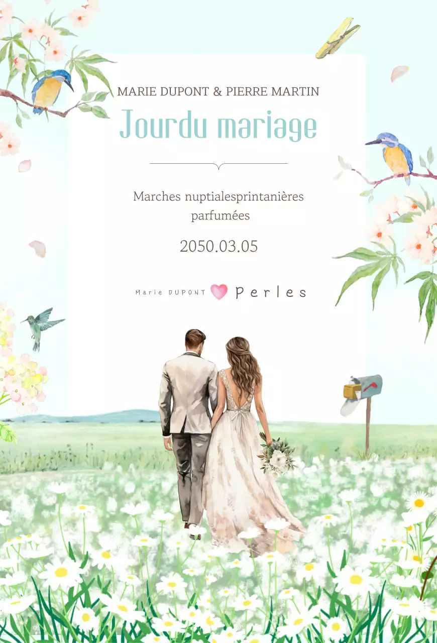 Invitation de mariage bleu ciel pour bébé