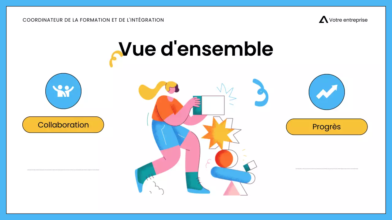 Présentation de la formation commerciale minimaliste blanche et bleue pour les employés