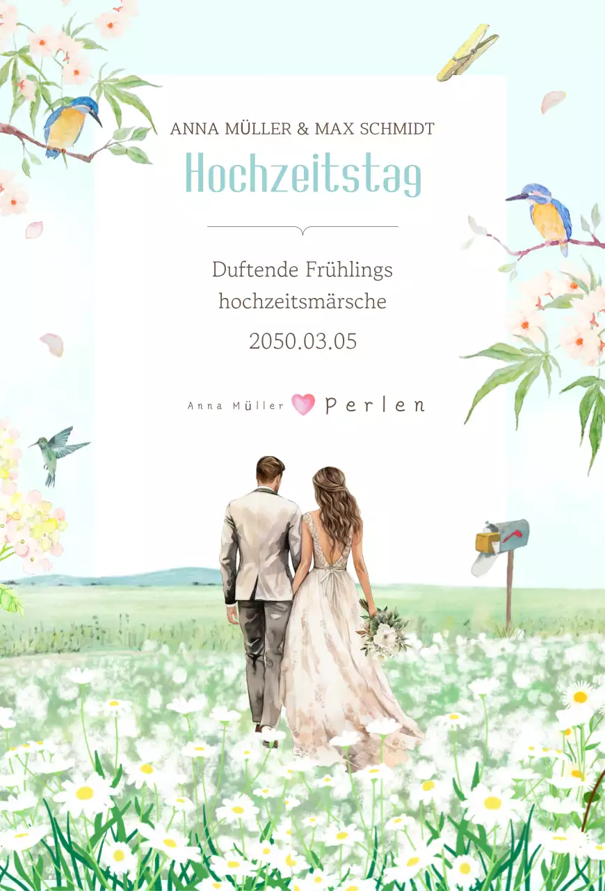 Himmelblaue Baby-Hochzeitseinladung