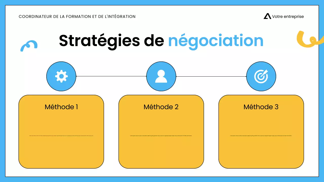 Présentation de la formation commerciale minimaliste blanche et bleue pour les employés