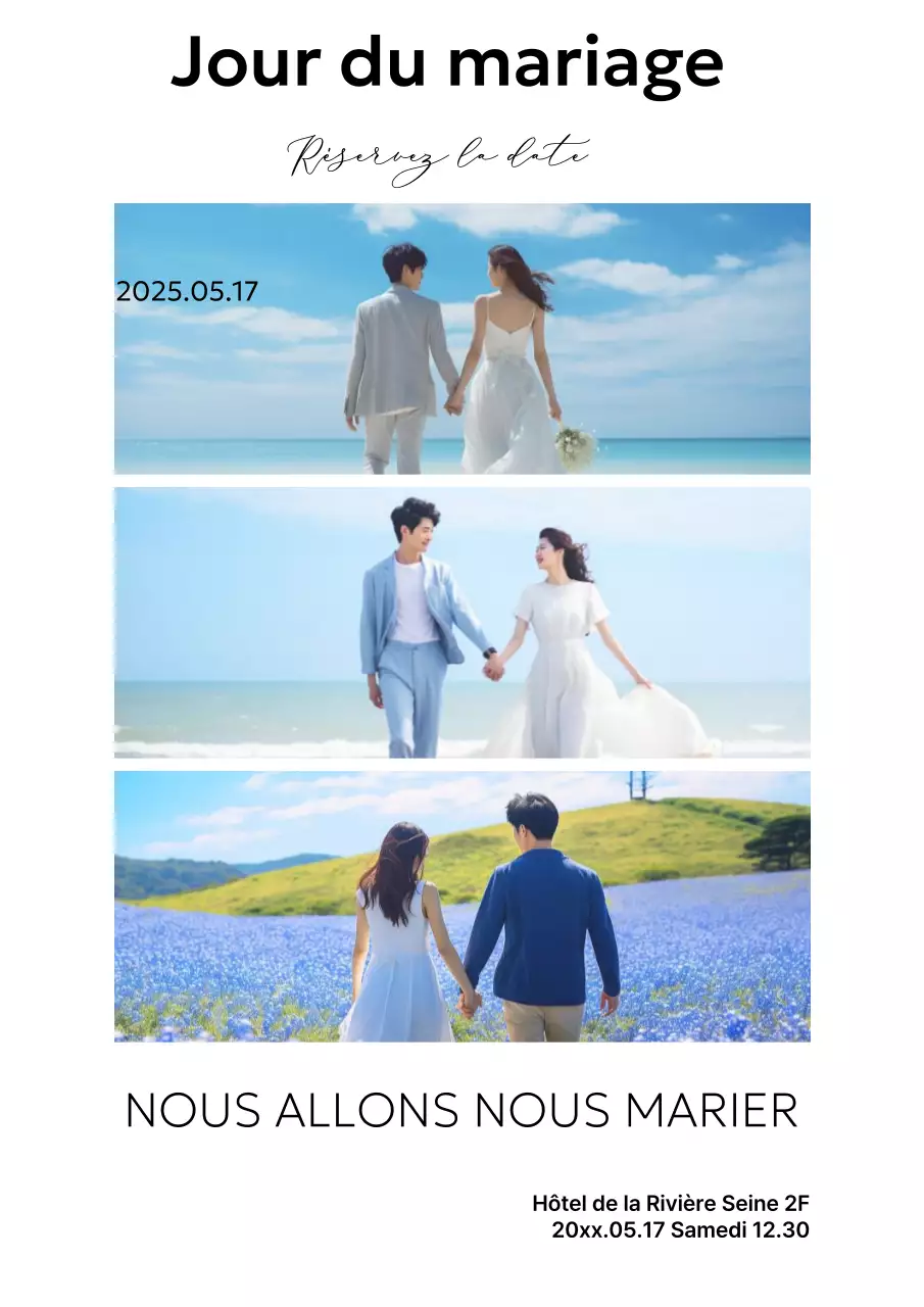 Invitation de mariage simple bleu ciel