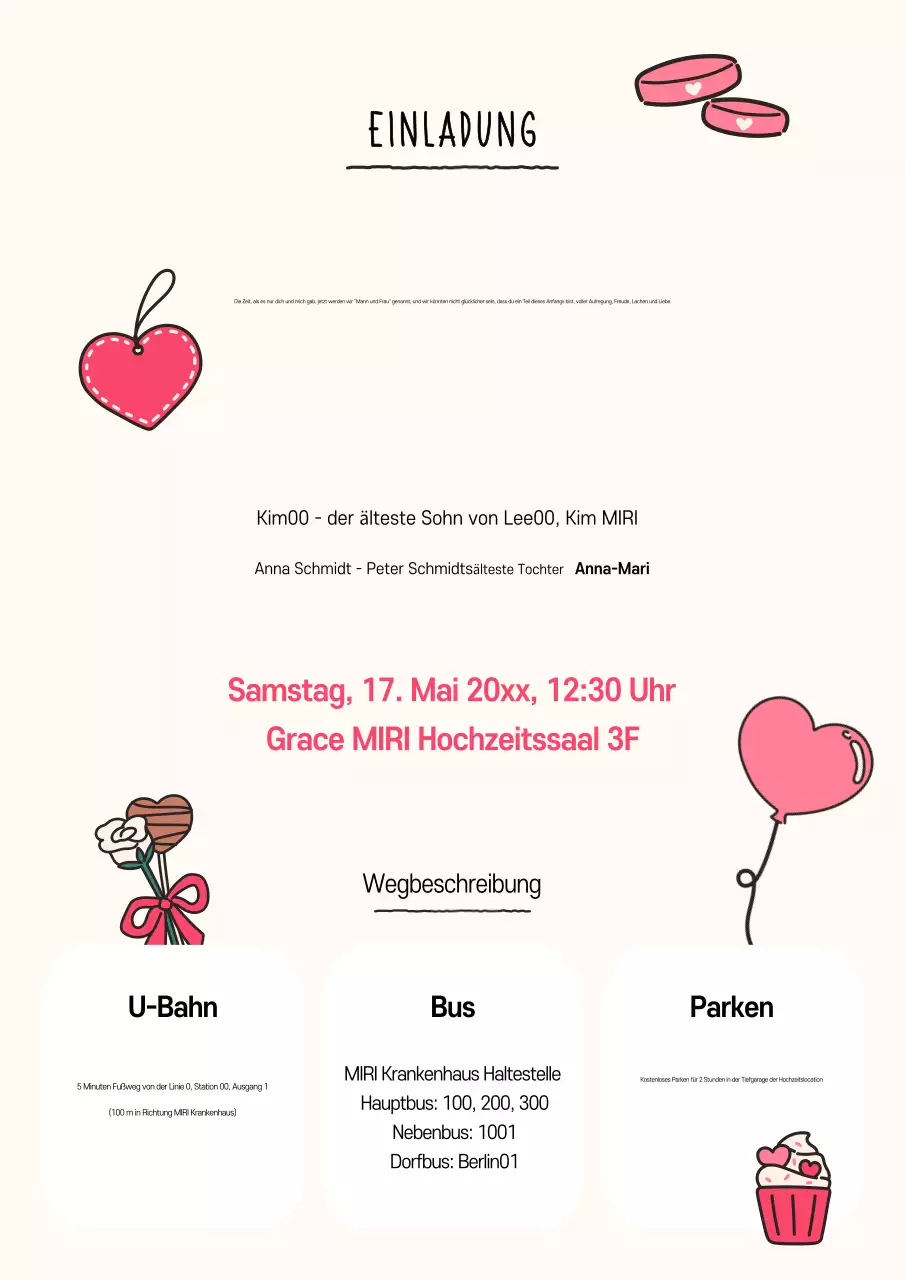 Rosa Baby-Hochzeitseinladung