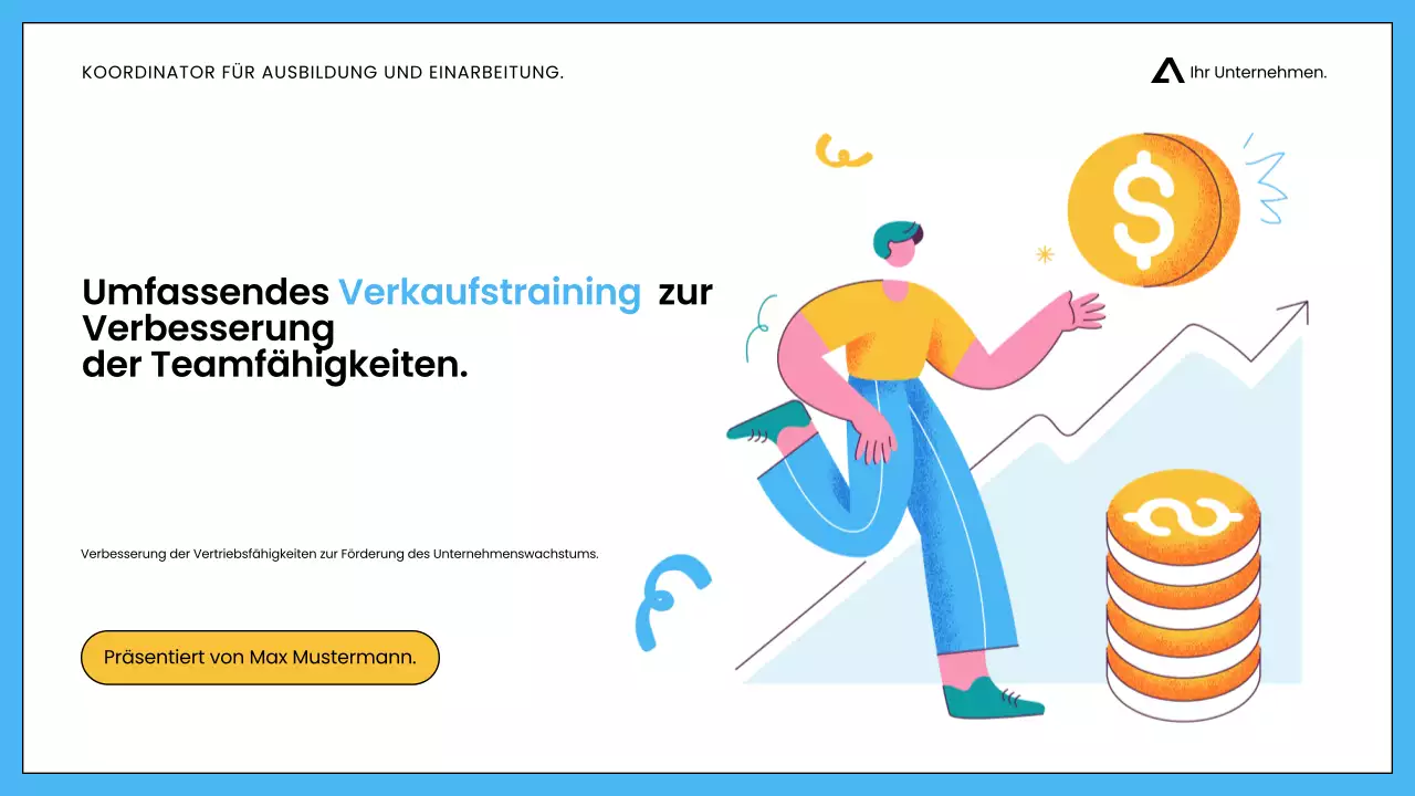 Weiß-blaues minimalistisches Verkaufstraining für Mitarbeiter Präsentation