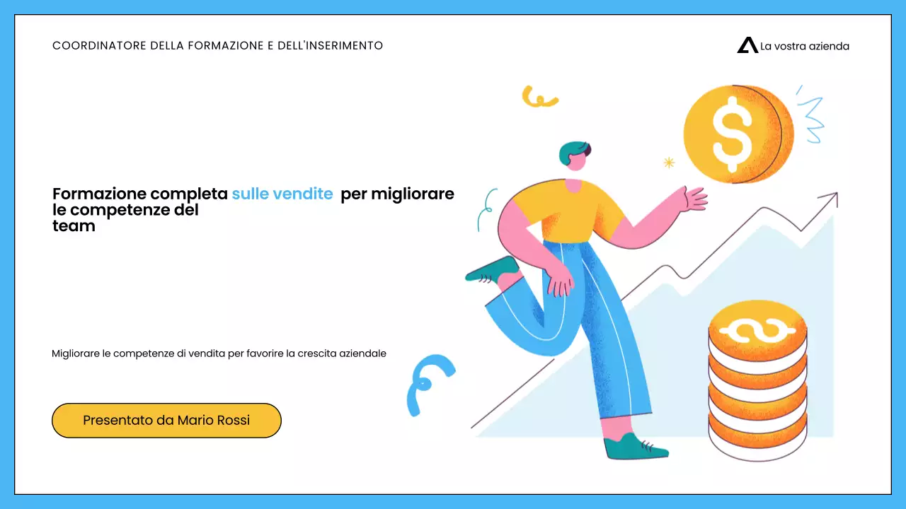 Presentazione della formazione minimalista sulle vendite per i dipendenti in bianco e blu