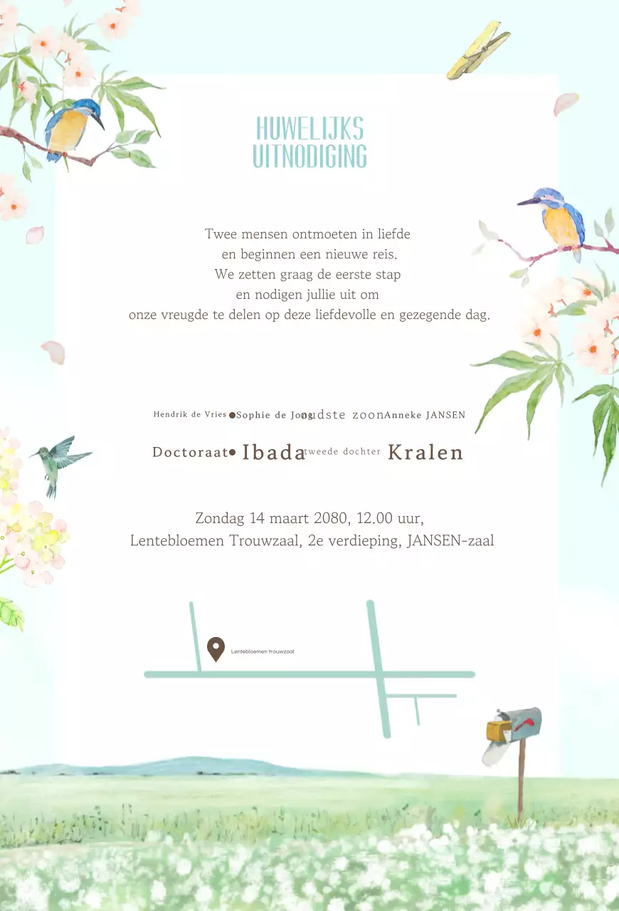 Hemelsblauwe babyhuwelijksuitnodiging