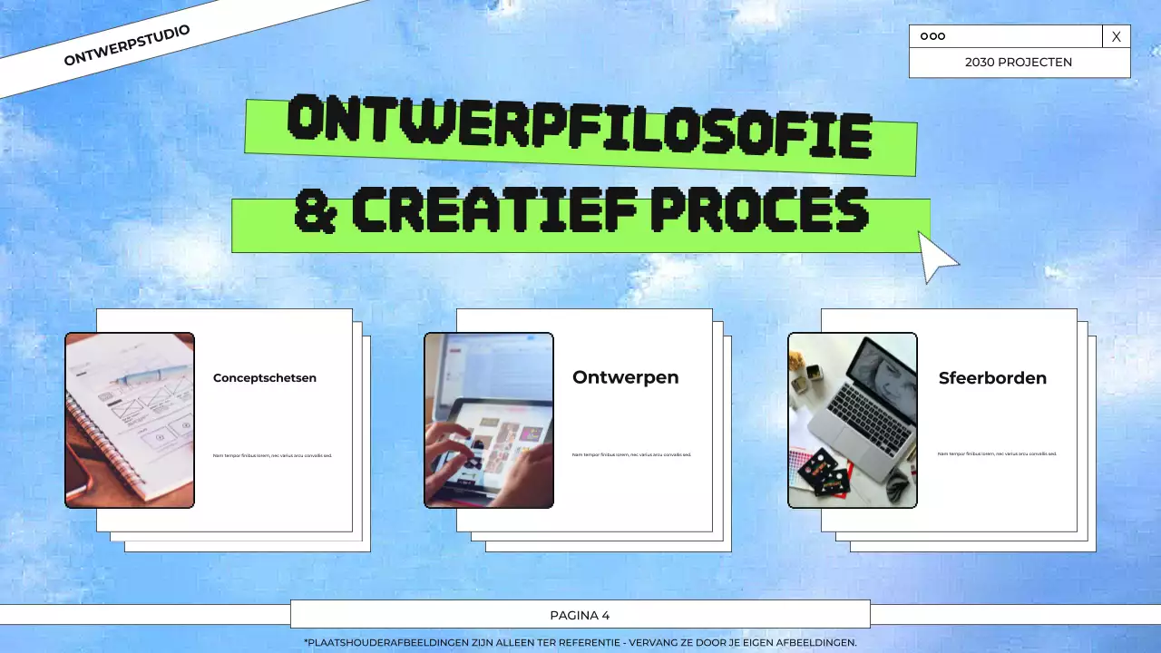 Presentatie van het portfolio van Blue and Green Graphic Design