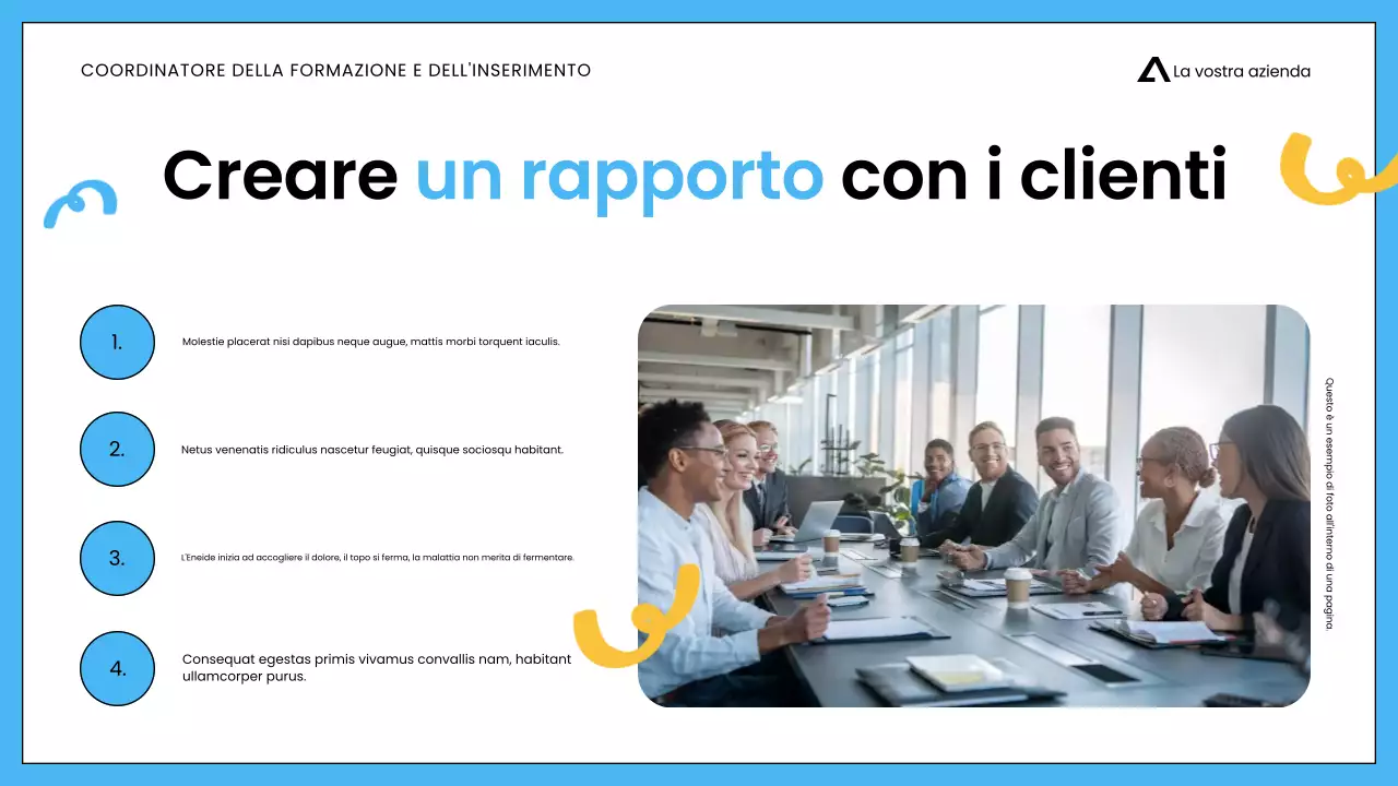 Presentazione della formazione minimalista sulle vendite per i dipendenti in bianco e blu