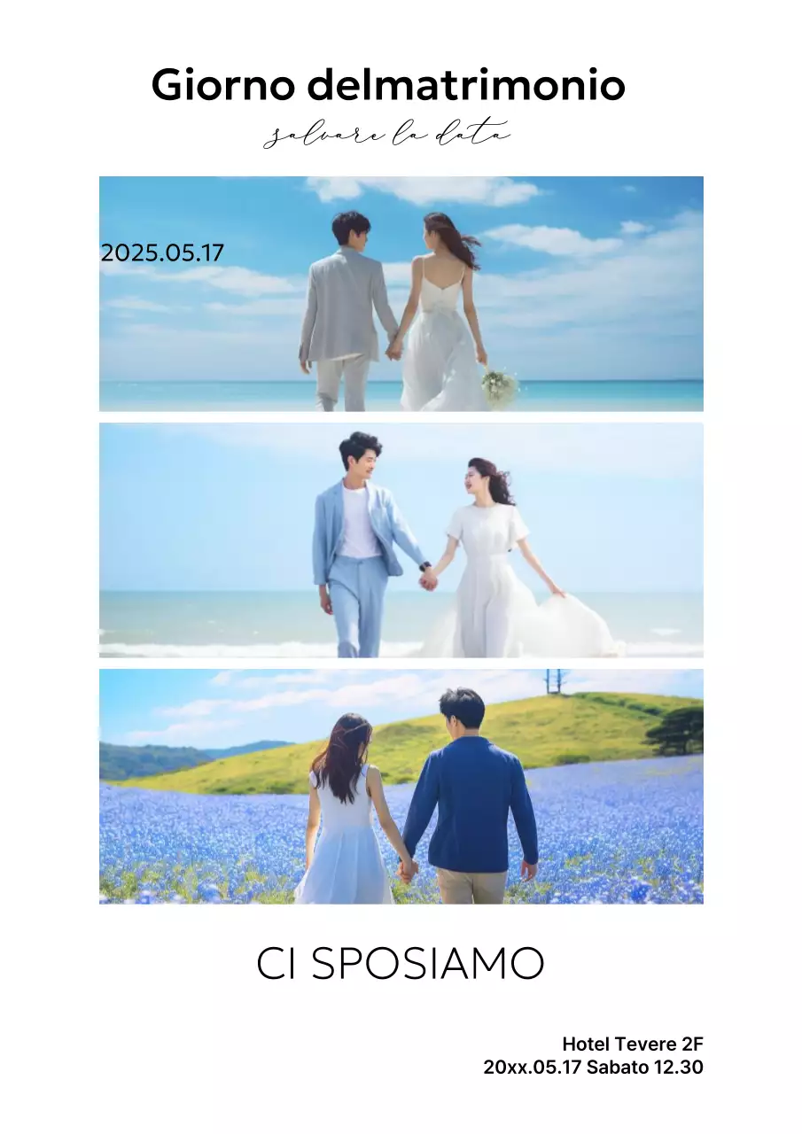 Invito di nozze semplice azzurro cielo