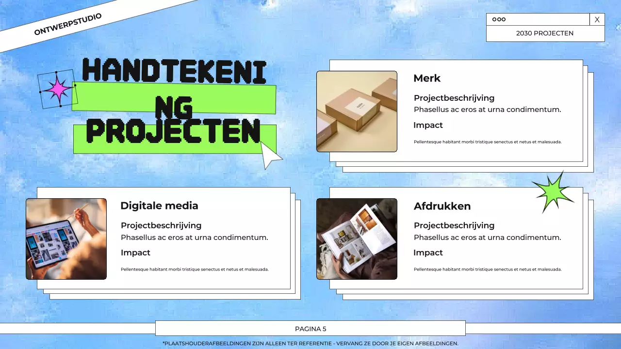 Presentatie van het portfolio van Blue and Green Graphic Design