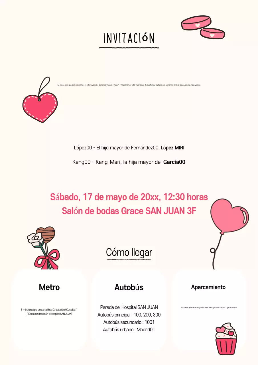 Invitación de boda con bebé rosa