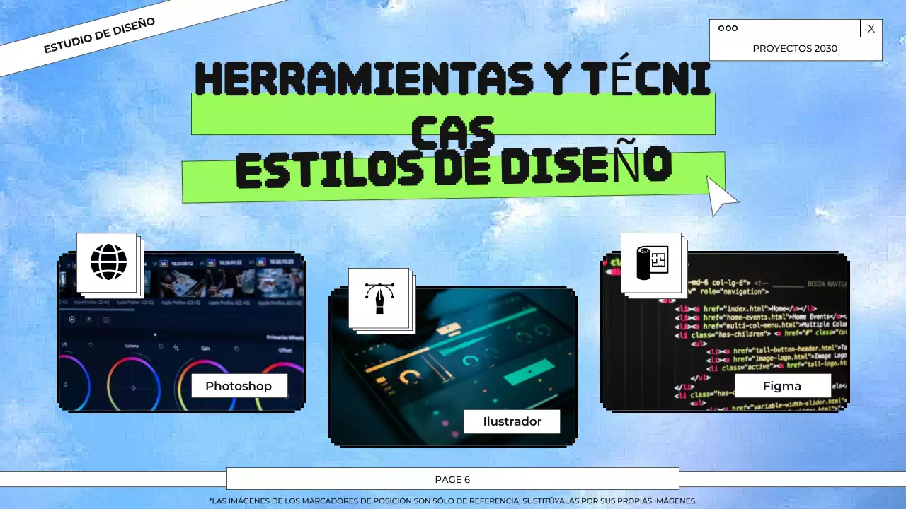 Presentación del portafolio de diseño gráfico en azul y verde