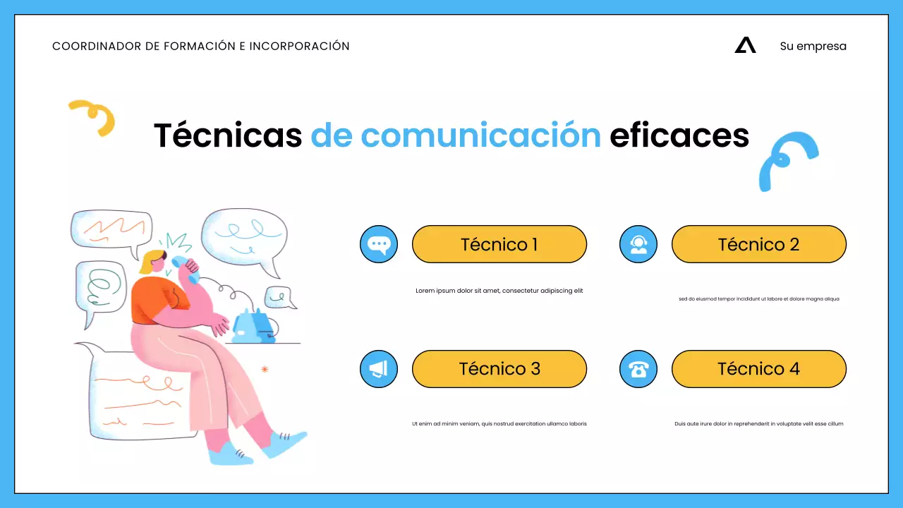 Presentación minimalista de capacitación en ventas para empleados en blanco y azul