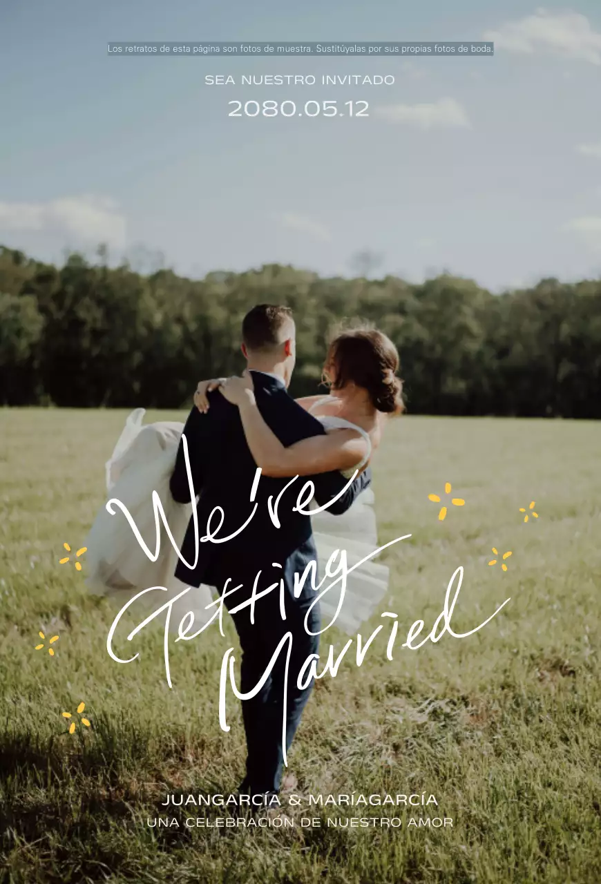 Invitación de boda con temática de naturaleza verde
