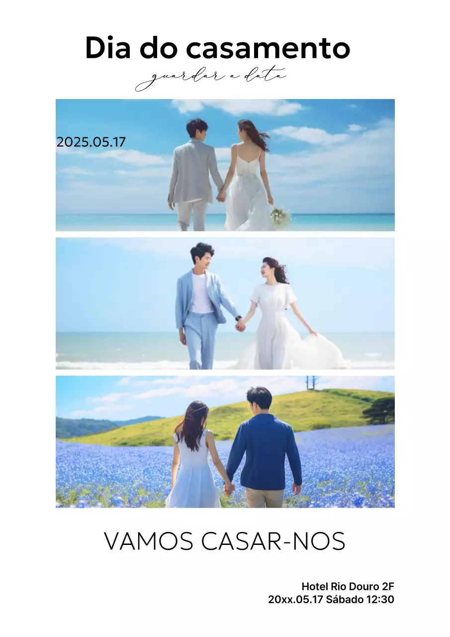 Convite de casamento simples azul celeste