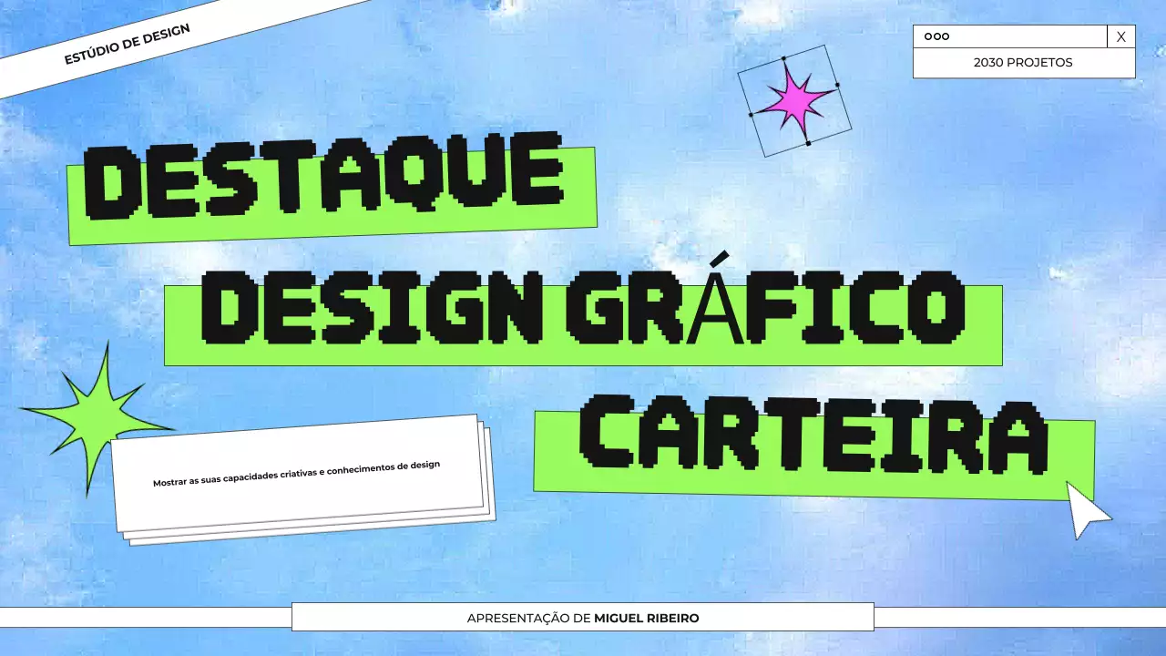 Apresentação do Portfólio de Design Gráfico Azul e Verde