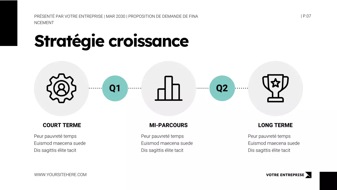 Modèle de présentation de proposition de demande de financement dans un style minimaliste blanc